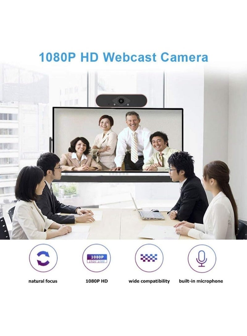 ZetRA Webcam, 1080P Pro HD webcam with stereo microphone, 360° wide, for meetings, live streaming, recording, compatible with Skype/Zoom/YouTube - Image 2